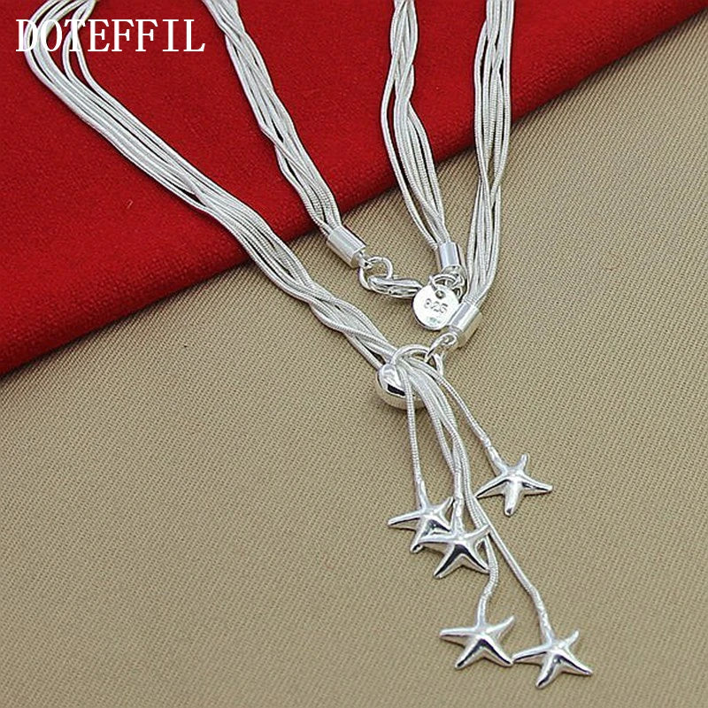 DOTEFFIL 925 en argent Sterling cinq serpent chaîne étoile de mer collier pour les femmes de fiançailles de mariage bijoux de mode