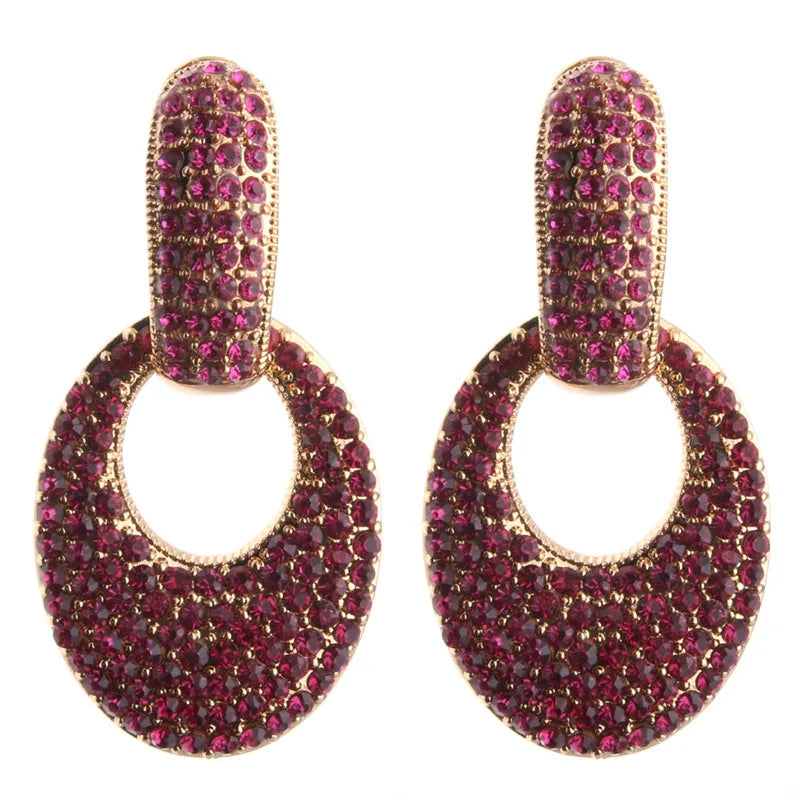 NeeFu WoFu goutte strass boucles d'oreilles cristal grande boucle d'oreille balancent ovale en alliage de Zinc grande longue Brinco oreille Oorbellen bijoux de mode