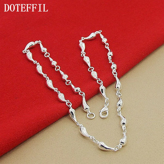 DOTEFFIL 925 en argent Sterling goutte d'eau pendentif collier pour femme 18 pouces chaîne bijoux de fiançailles de mariage