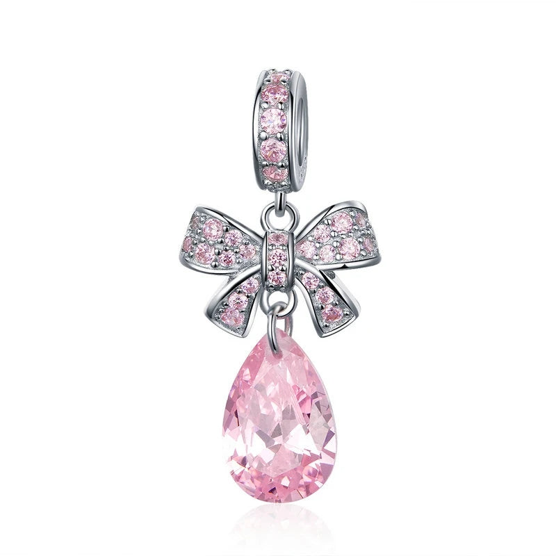 WOSTU 100% 925 argent Sterling rose Zircon cristal perles creux sculpté breloque pour la fabrication de bijoux ajustement Original Bracelet pendentif