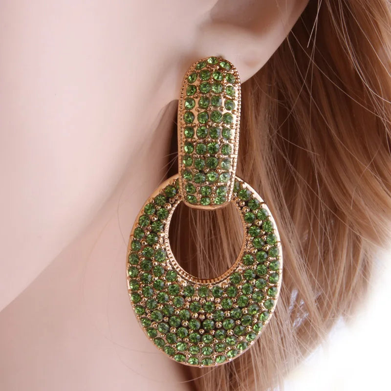 NeeFu WoFu goutte strass boucles d'oreilles cristal grande boucle d'oreille balancent ovale en alliage de Zinc grande longue Brinco oreille Oorbellen bijoux de mode