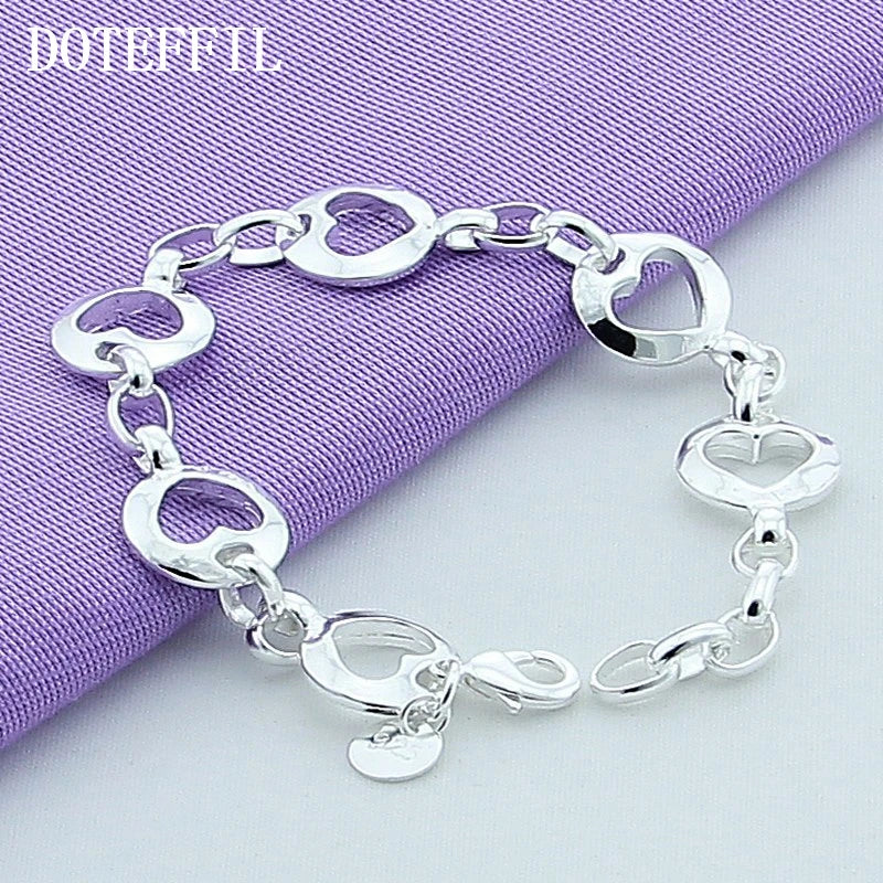 DOTEFFIL – Bracelet chaîne en argent Sterling 925, plein cœur, à la mode pour femmes, bijoux de fiançailles et de mariage