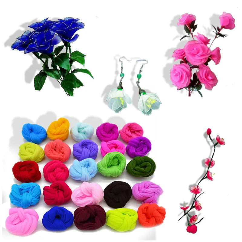 Collant rond en nylon élastique multicolore, 5 pièces,pour fleurs, accessoire fait à la main pour mariage, bricolage pour la maison, matériel de stockage