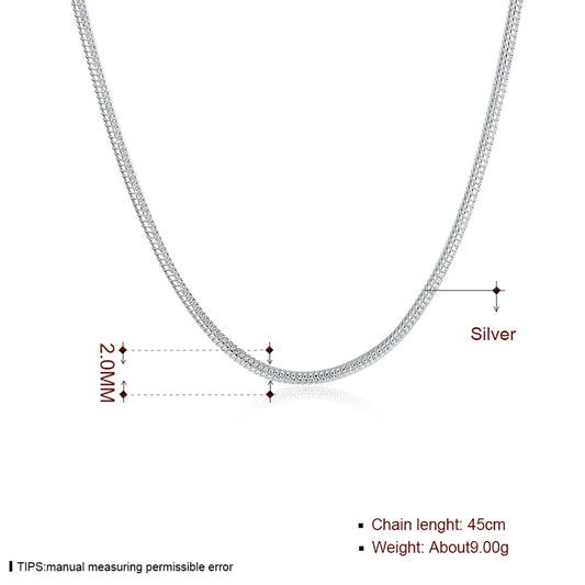 Collier chaîne serpent 2mm, 2017 tout nouveau Glam Bijoux de mode Style européen âme 925 Bijoux en argent Sterling cadeau pour hommes femmes