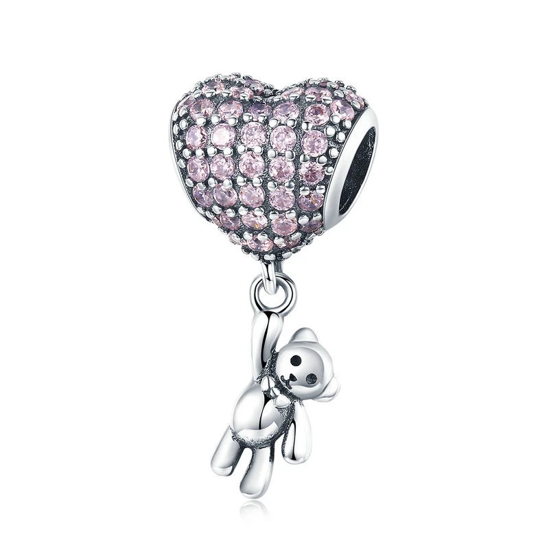 WOSTU 100% 925 argent Sterling rose Zircon cristal perles creux sculpté breloque pour la fabrication de bijoux ajustement Original Bracelet pendentif
