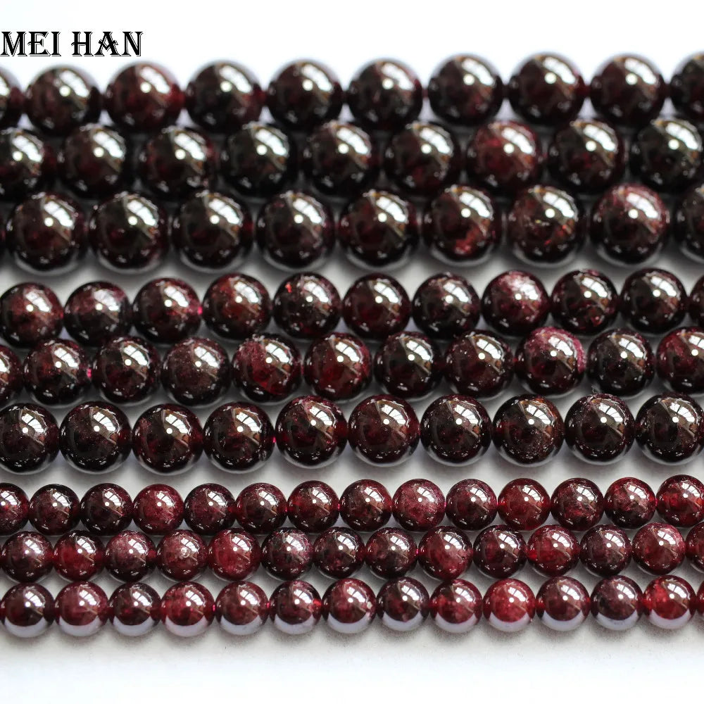 Meihan – perles rondes en grenat rouge naturel, pour bijoux, bracelet, pierre de naissance, symbole d'équilibre de fidélité, cadeau de vacances idéal