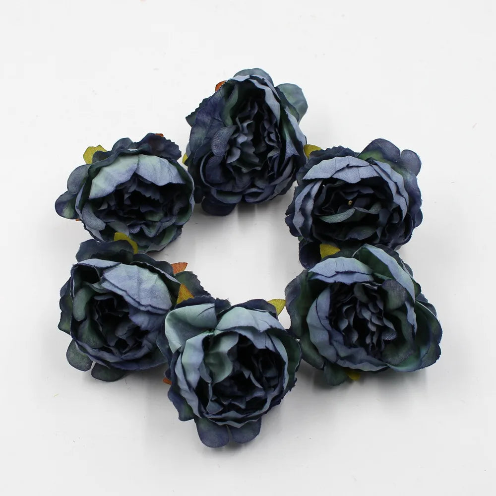 Têtes de pivoine artificielles en soie, 5 pièces, 5cm, fleurs artificielles, décoration de mariage, maison, couronne, Scrapbook, boîte-cadeau, fleur, artisanat fait à la main
