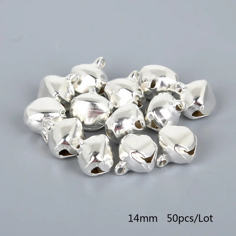 Cloches en fer pour perles argentées en vrac, 50 à 300 pièces/lot, fournitures de fête de Festival, décoration de noël, cadeau, accessoires artisanaux DIY