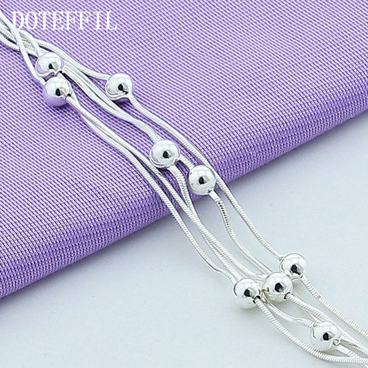 DOTEFFIL 925 en argent Sterling cinq serpent chaîne Bracelet lisse perle argent Bracelet mode femmes mariage fiançailles bijoux