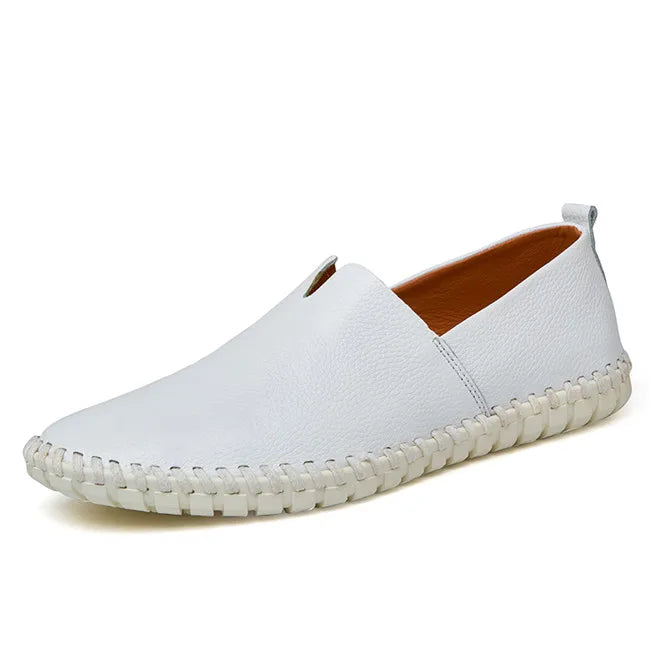 MIXIDELAI mocassins en cuir de vache véritable pour hommes mocassins faits à la main en cuir souple bleu sans lacet chaussure de bateau pour hommes grande taille 38 ~ 47