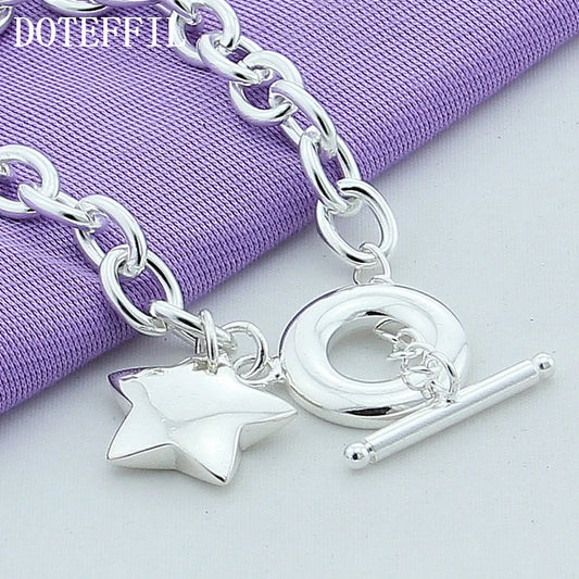 DOTEFFIL 925 en argent Sterling étoile à boucle bracelets porte-bonheur chaîne pour les femmes mode mariage fiançailles bijoux fins