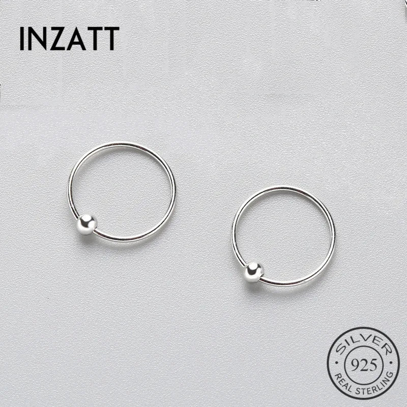 INZATT minimaliste réel 925 en argent Sterling rond petites boucles d'oreilles accessoire à la mode pour les femmes petite amie bijoux cadeau de fête