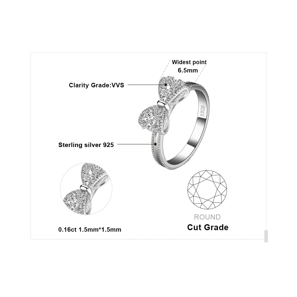 JewelpopPalace-Bague en argent regardé 925 avec nœud papillon pour femme, cubique, contre-indiqué, cadeau de bijoux à la mode