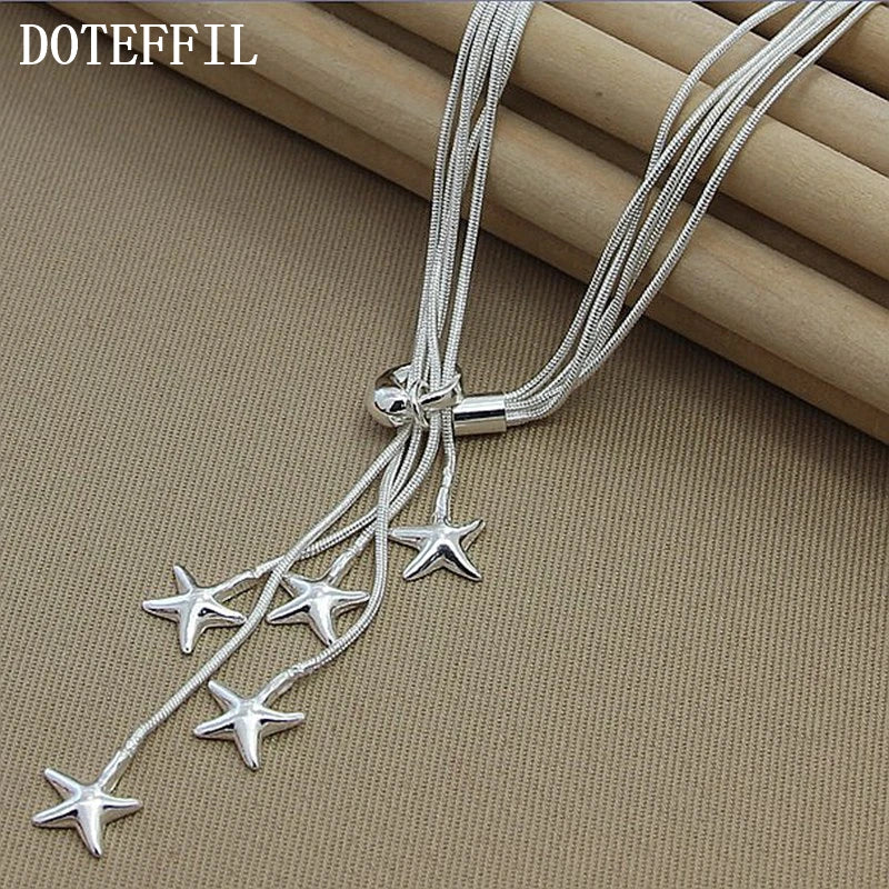 DOTEFFIL 925 en argent Sterling cinq serpent chaîne étoile de mer collier pour les femmes de fiançailles de mariage bijoux de mode