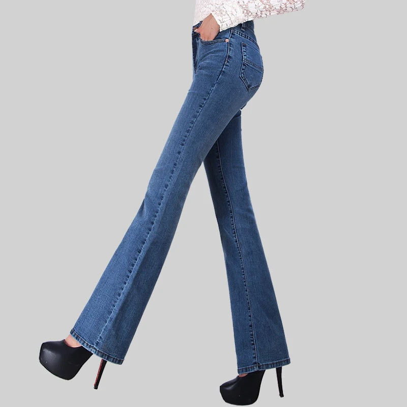 Jeans Astronomiques Cloche pour Femme, Pantalon Coupe Boot, Bureau, Taille Moyenne, Évasées sulf, FJSize 26-38, Automne, Promotion