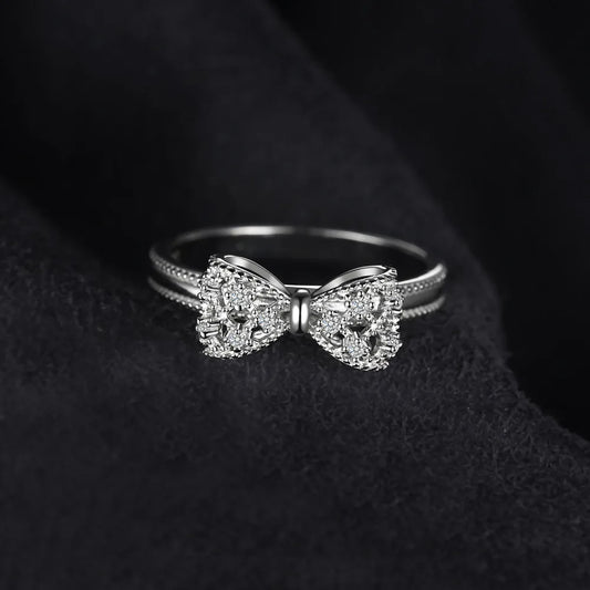 JewelpopPalace-Bague en argent regardé 925 avec nœud papillon pour femme, cubique, contre-indiqué, cadeau de bijoux à la mode