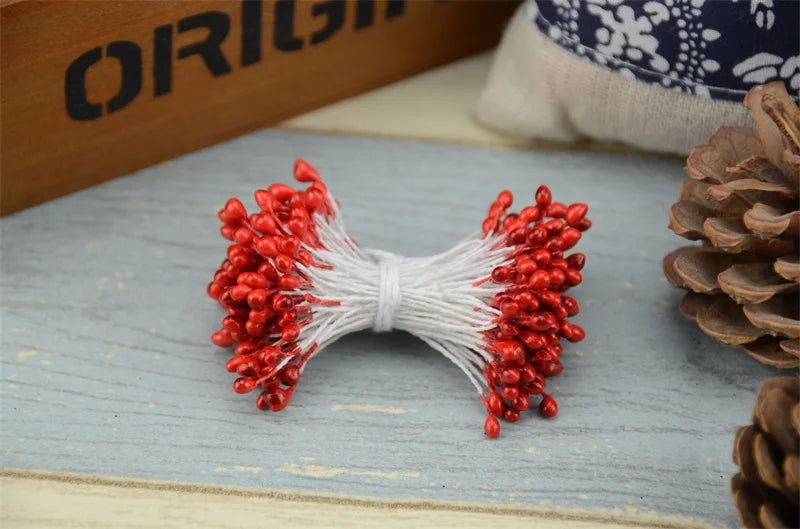 300 pièces fleur artificielle Double têtes étamine nacré artisanat cartes gâteaux décor Scrapbooking Floral pour la maison décor de fête de mariage