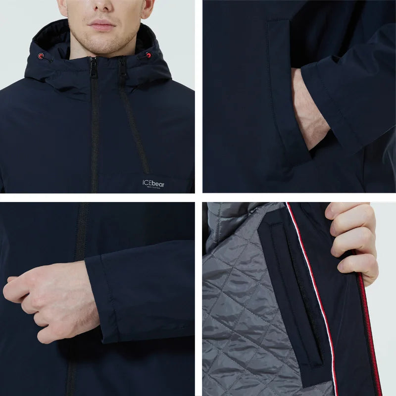 ICEbear-Manteaux de printemps pour hommes, veste élégante avec capuche, vêtements de marque de haute qualité, MWC216Également D, 2024