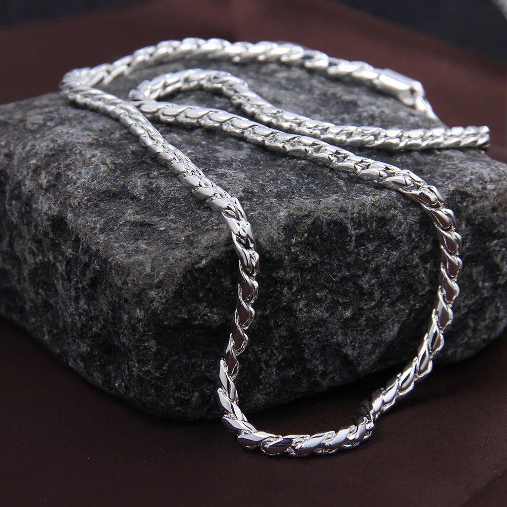 DOTEFFIL 925 argent Sterling 5mm serpent chaîne collier femme homme mode Simple 20 pouces chaîne bijoux