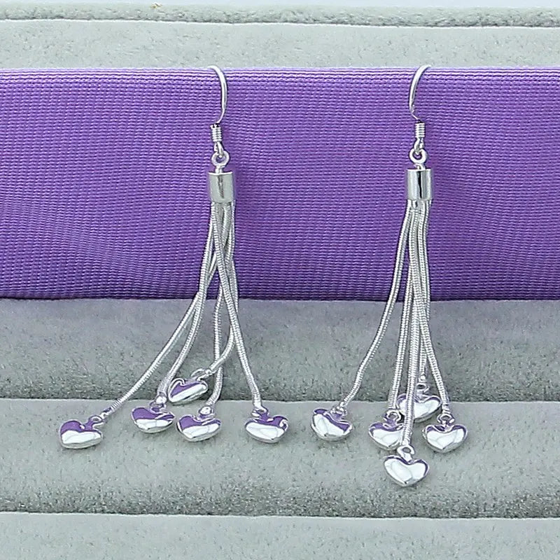 Prix usine ensembles bijoux 925 couleur argent collier Bracelet coeur bijoux ensembles collier Bracelet boucle d'oreille