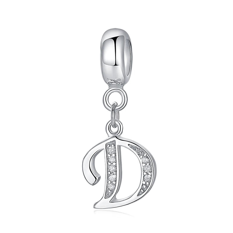925 argent Sterling breloque perle Vintage Alphabet A-Z lettre pendentif breloques ajustement marque Bracelets colliers femmes bijoux à bricoler soi-même