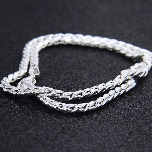 DOTEFFIL 925 argent Sterling 5mm serpent chaîne collier femme homme mode Simple 20 pouces chaîne bijoux