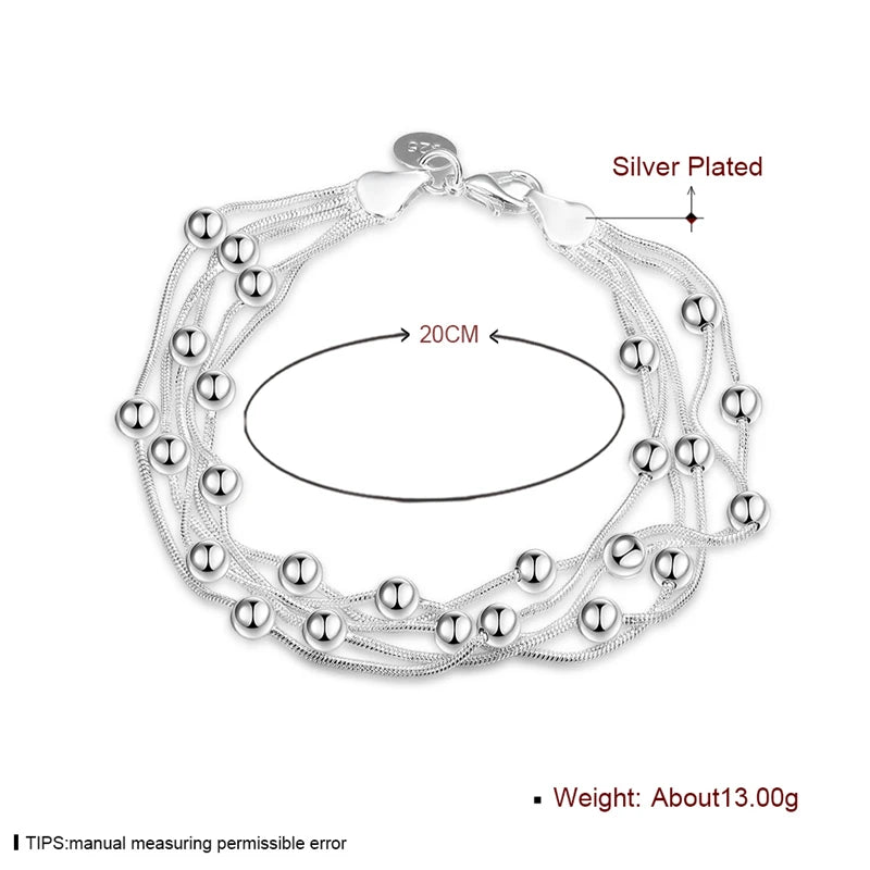 DOTEFFIL 925 en argent Sterling cinq serpent chaîne Bracelet lisse perle argent Bracelet mode femmes mariage fiançailles bijoux