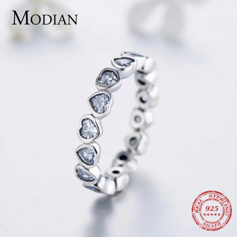 Modian – bague classique en argent sterling 925, zircone cubique, bijoux, cœurs d'amour, éternité