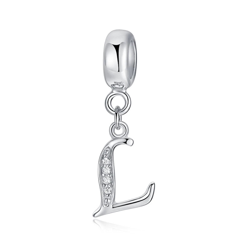 925 argent Sterling breloque perle Vintage Alphabet A-Z lettre pendentif breloques ajustement marque Bracelets colliers femmes bijoux à bricoler soi-même