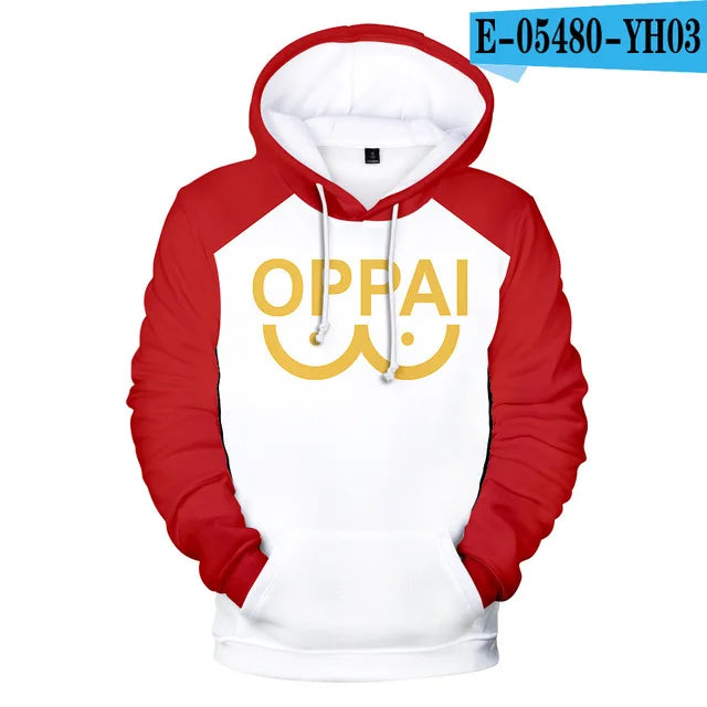 Sweat à capuche à manches longues pour hommes et femmes, impression numérique 3D, Anime Saitama Oppai, mode Harajuku, veste, Costume de Cosplay