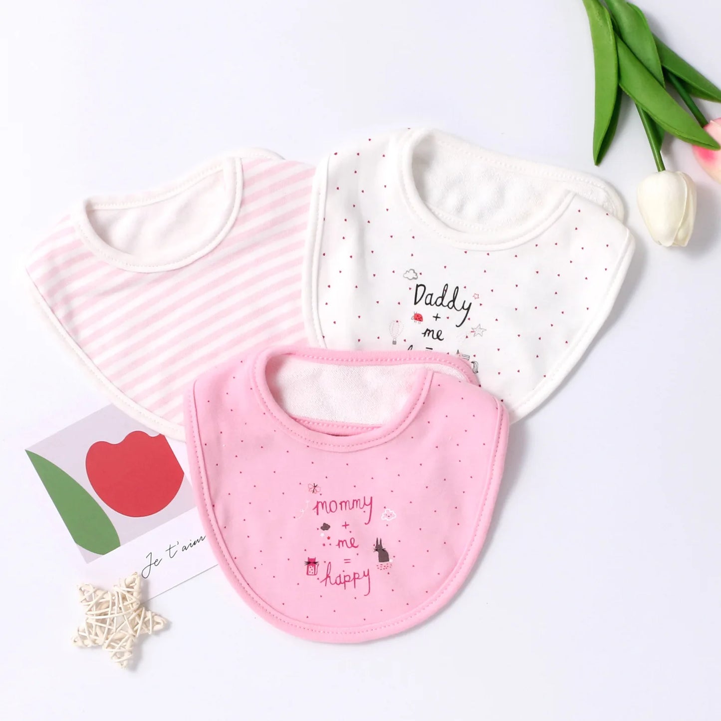 Bavoirs en coton pour bébés, Lot de 3 pièces, serviette de salive pour nouveau-nés, filles et garçons, tissu pour rots, bavoirs, accessoires pour bébés
