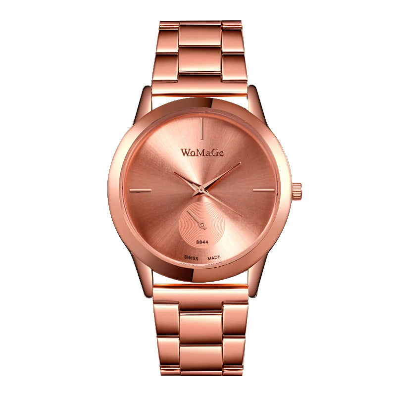 WoMaGe montres femmes montres en or en acier inoxydable montres à Quartz