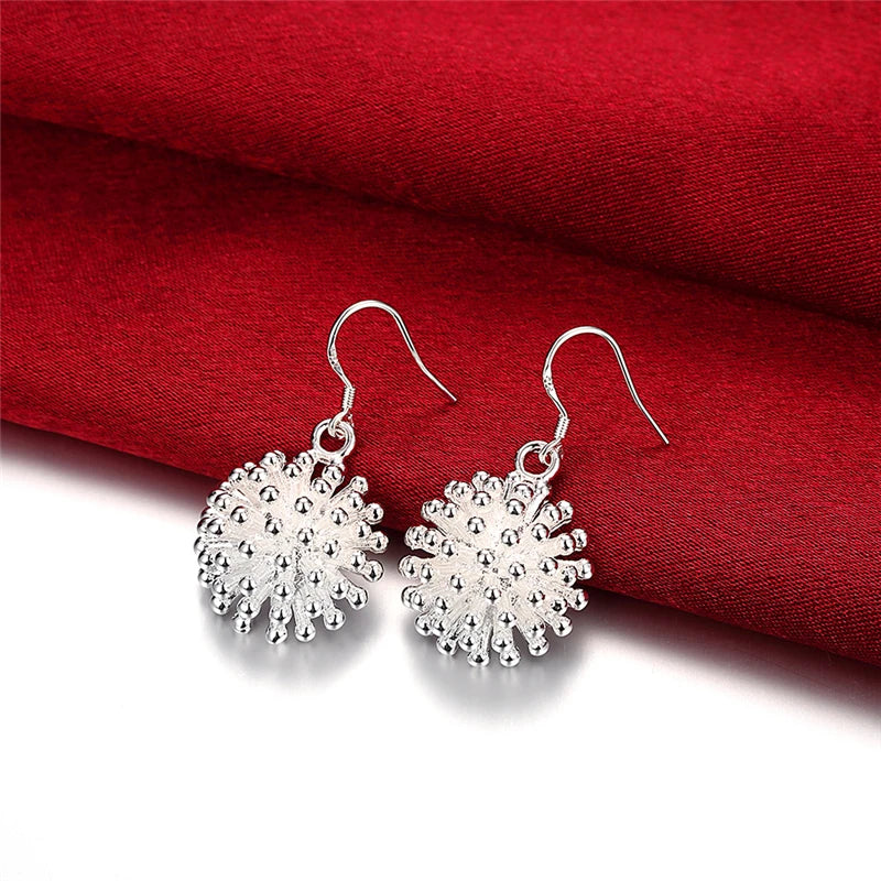 DOTEFFIL 925 en argent Sterling feu d'artifice fleur collier boucle d'oreille ensemble breloque populaire joli collier boucle d'oreille ensembles bijoux pour femmes