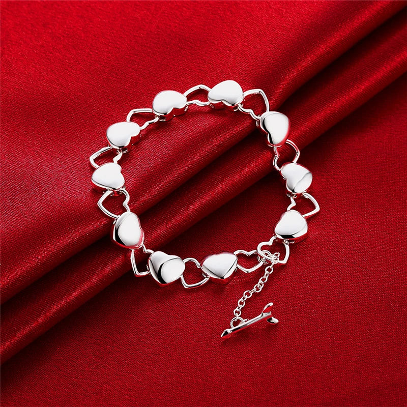 DOTEFFIL 925 en argent Sterling solide creux plein coeur Bracelet pour femme charme mariage fiançailles fête bijoux de mode
