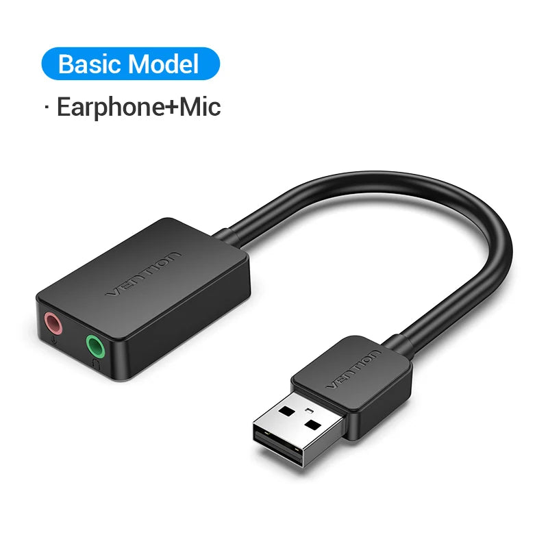 VENTION – Carte son externe USB avec sorties microphone et casque