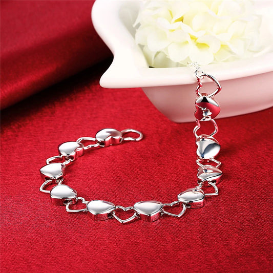 DOTEFFIL 925 en argent Sterling solide creux plein coeur Bracelet pour femme charme mariage fiançailles fête bijoux de mode