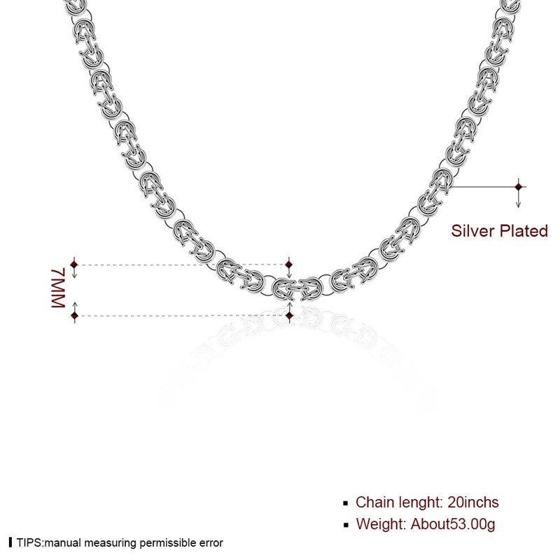 DOTEFFIL 925 argent Sterling 7mm 20 pouces chaîne colliers pour hommes femmes mode déclaration collier bijoux de fête