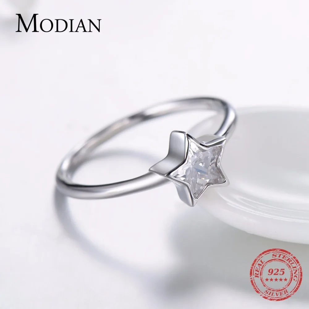 Modian-Bague étoile en argent regardé 2021 pour femme, bijoux en zircone cubique, matiques simples, cadeau élégant, mode authentique, contre-indiqué, nouveau, 925