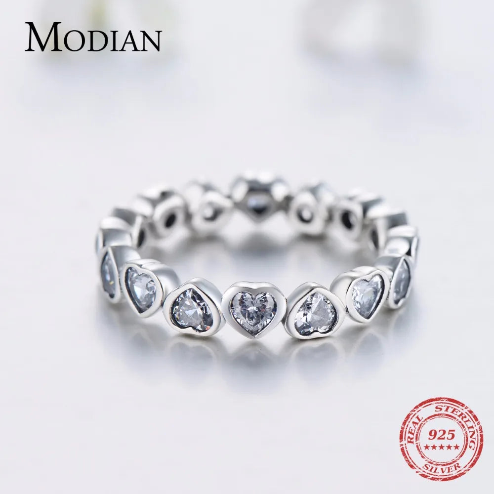 Modian – bague classique en argent sterling 925, zircone cubique, bijoux, cœurs d'amour, éternité