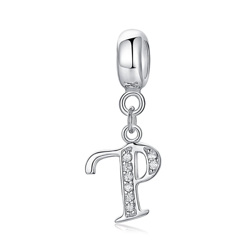 925 argent Sterling breloque perle Vintage Alphabet A-Z lettre pendentif breloques ajustement marque Bracelets colliers femmes bijoux à bricoler soi-même