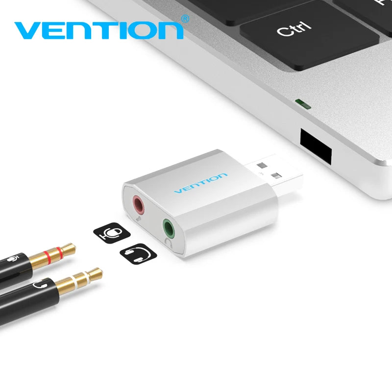 VENTION – Carte son externe USB avec sorties microphone et casque