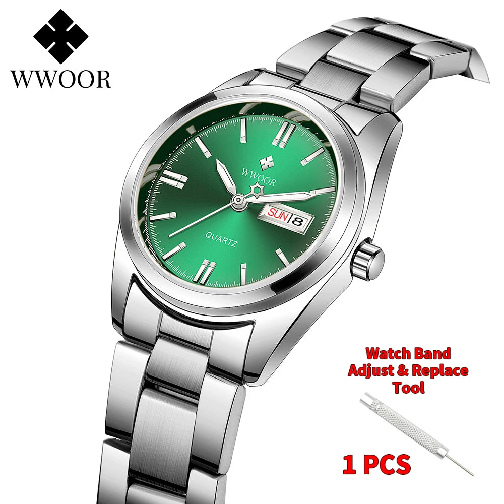 WWOOR-Montre à Quartz en Acier Inoxydable pour Femme, Étanche,