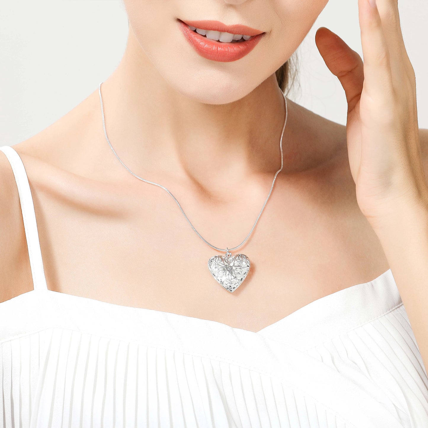 DOTEFFIL – collier avec pendentif cadre Photo en argent Sterling 925, chaîne serpent de 18/20/22/24 pouces pour femme, breloque, bijoux de mariage à la mode