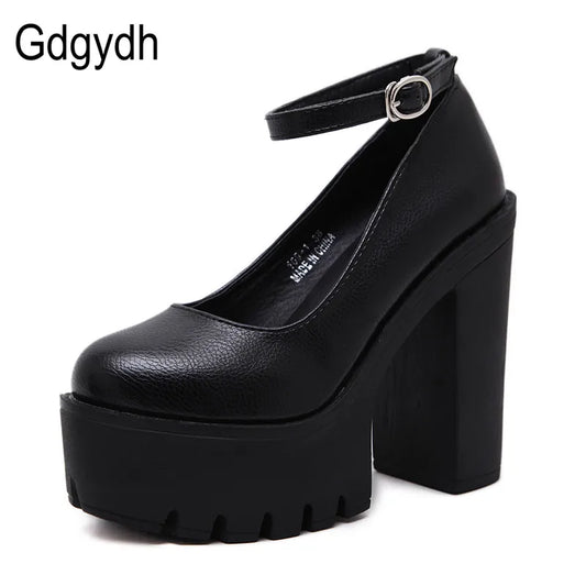 Gdgydh-Chaussures décontractées à talons hauts, sexy ruslana korshunova, escarpins à plateforme, Mary Janes, noir et blanc, taille 42, printemps et automne