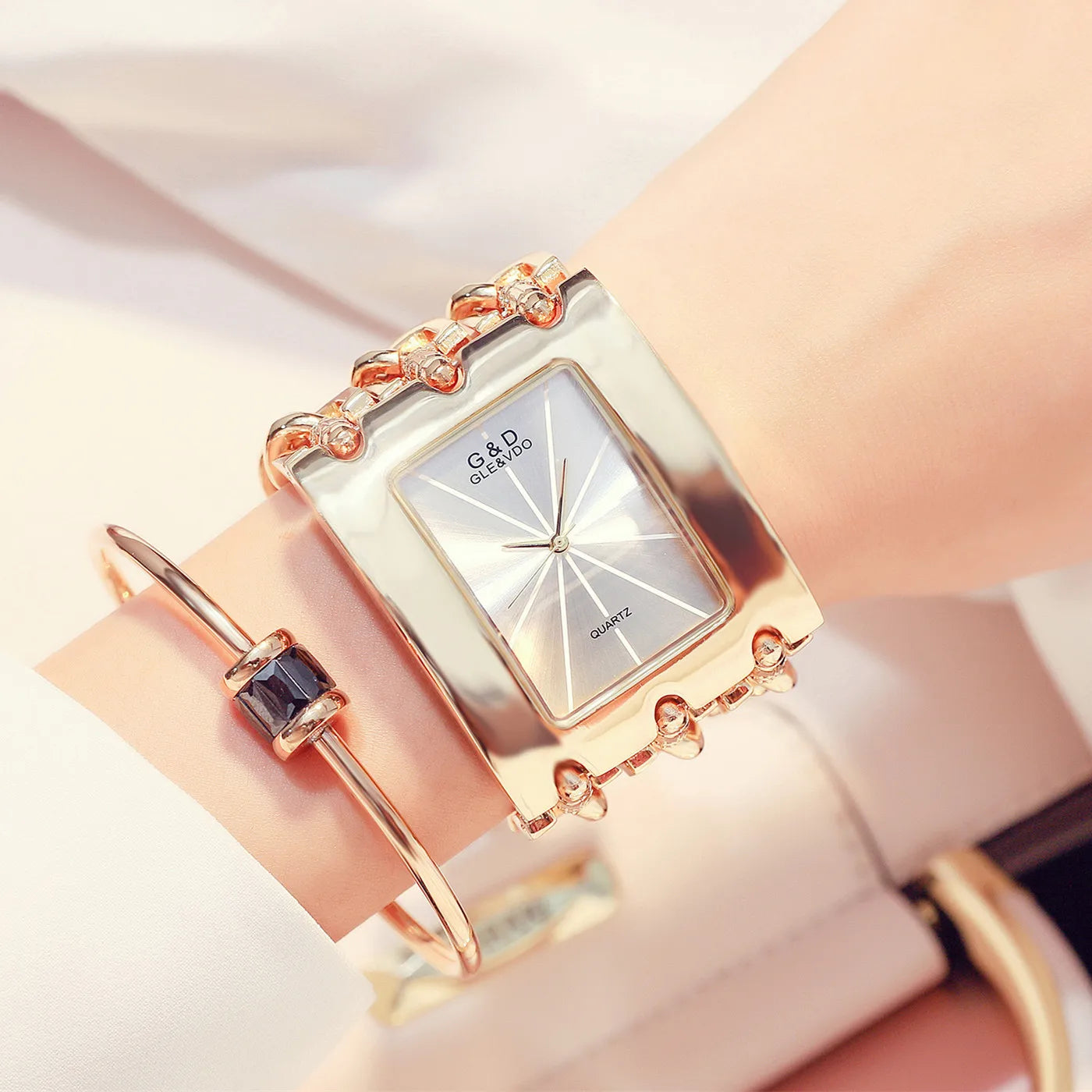 G & D-Montre-bracelet décontractée pour femme, trois JOQuartz,
