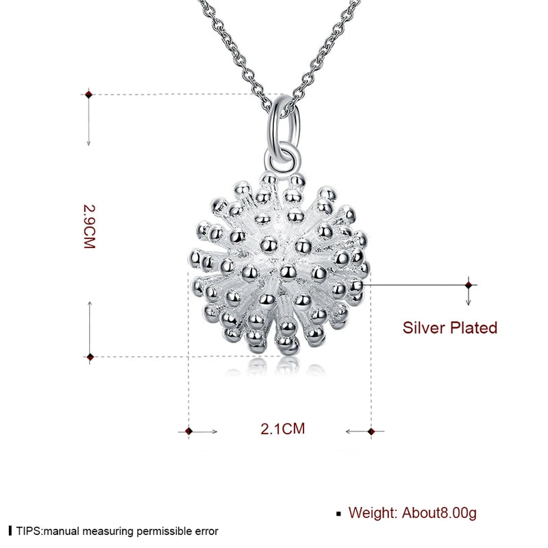 DOTEFFIL 925 en argent Sterling feu d'artifice fleur collier boucle d'oreille ensemble breloque populaire joli collier boucle d'oreille ensembles bijoux pour femmes