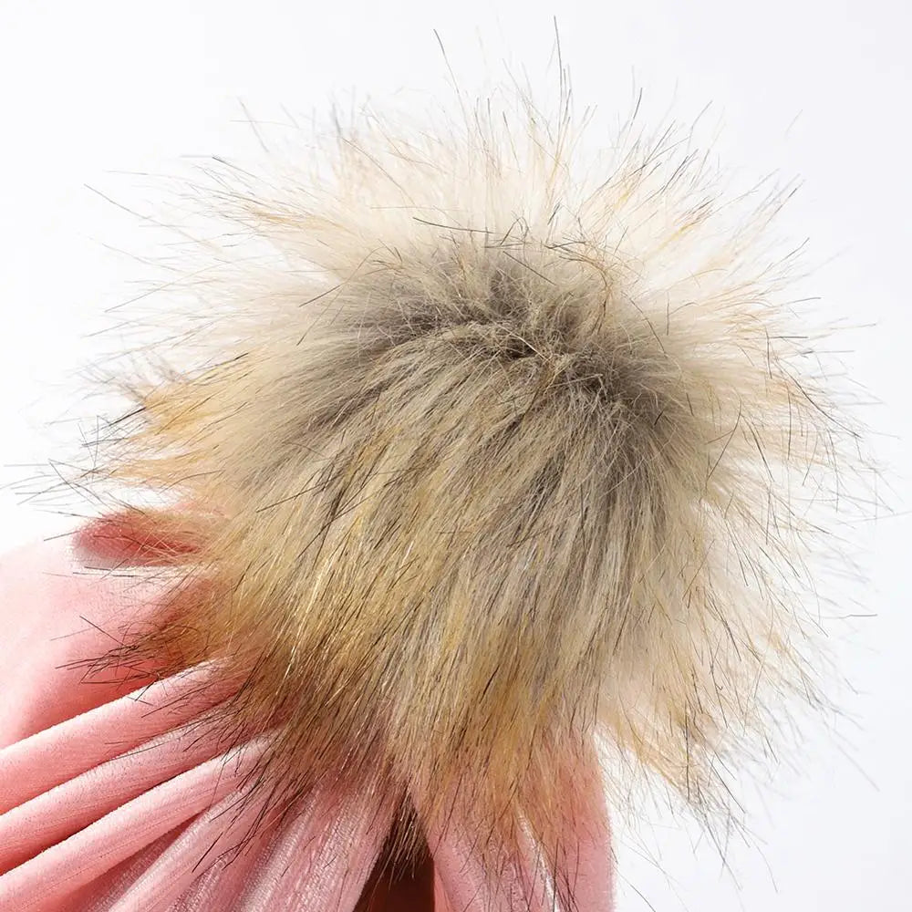 Chapeau boule de fourrure en tissu velours solide pour enfants garçons filles bébé accessoires de photographie grand pompon nœud supérieur automne hiver oreille bonnet chaud
