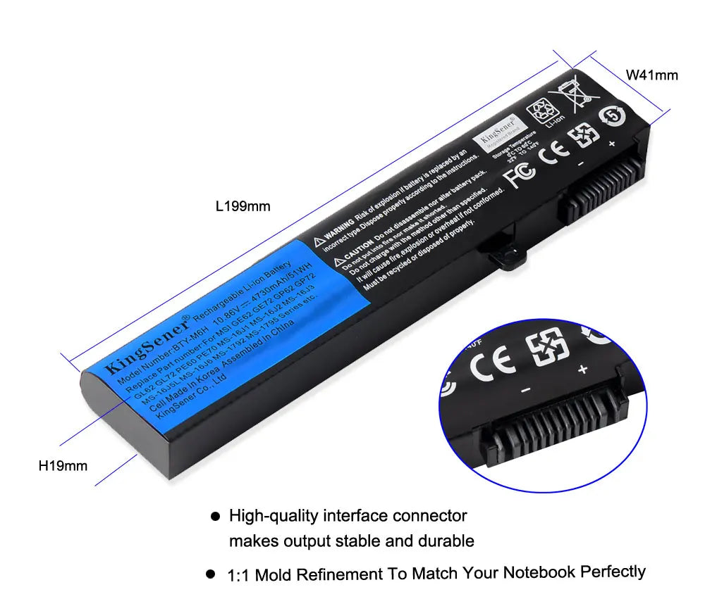 KingSener BTY-M6H batterie pour MSI