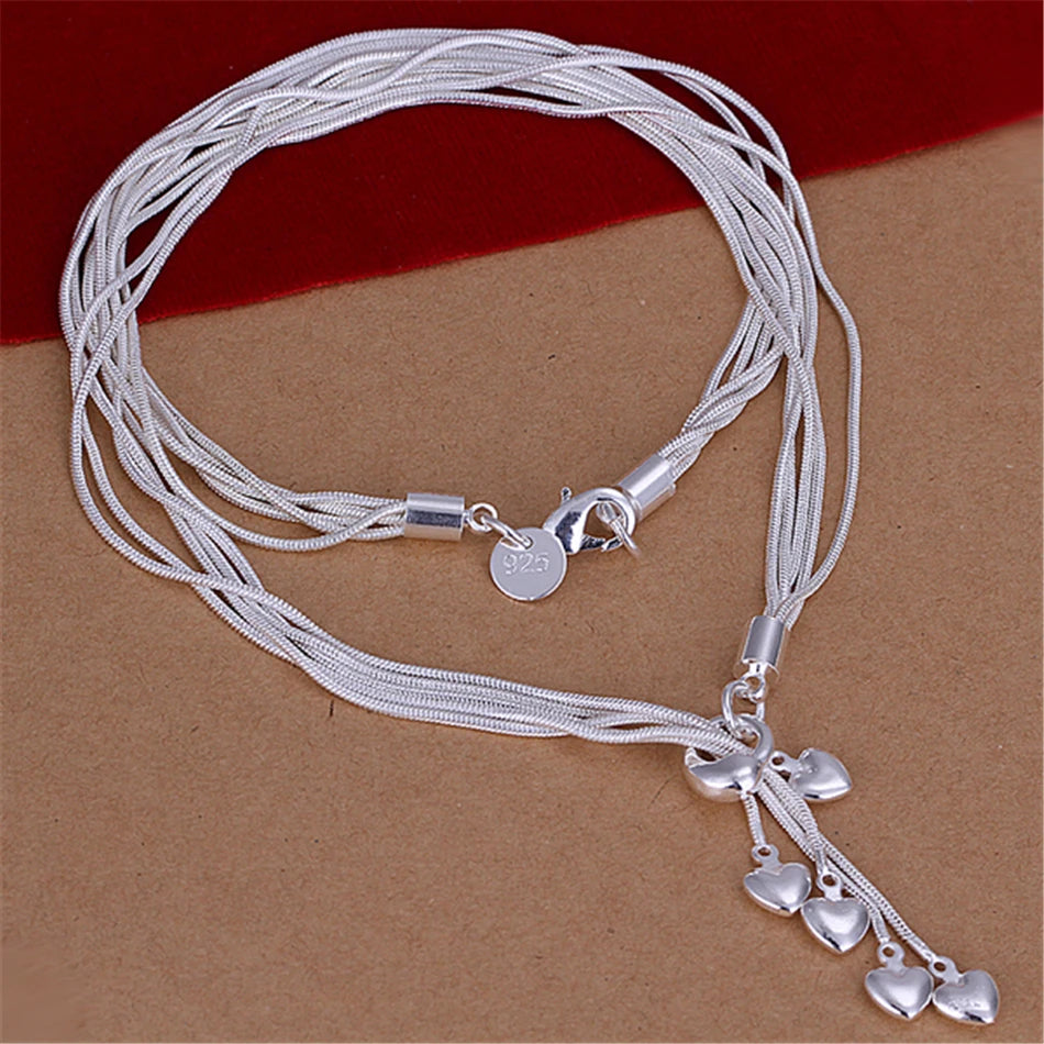 Prix usine ensembles bijoux 925 couleur argent collier Bracelet coeur bijoux ensembles collier Bracelet boucle d'oreille