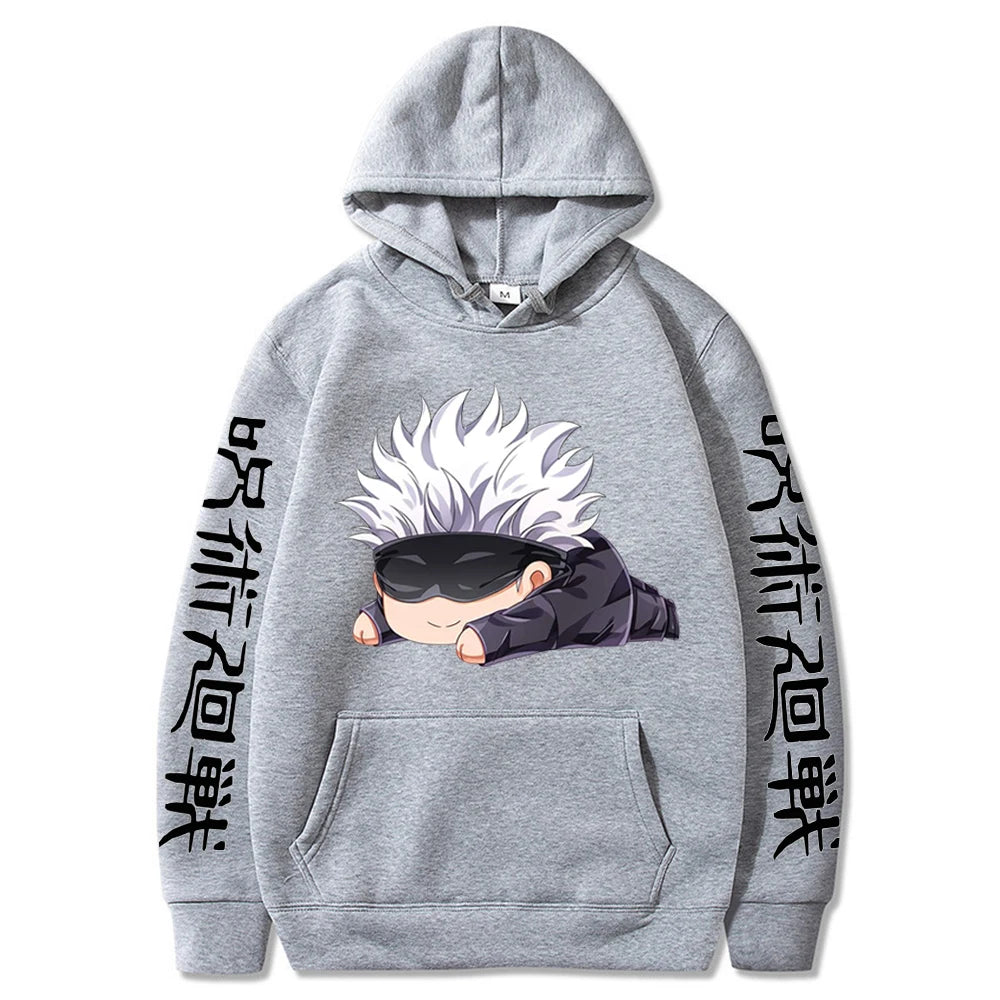 Gojo Satoru Kawaii graphique Anime sweats à capuche unisexe hiver chaud surdimensionné vêtements de sport hommes décontracté sweat-shirt ample
